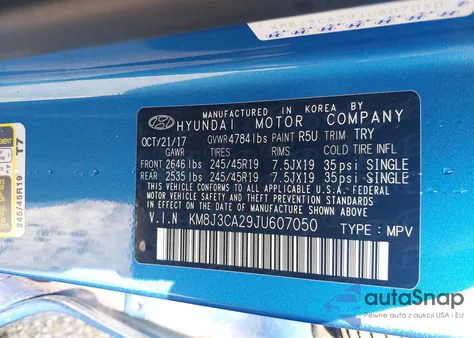 2018 Hyundai Tucson Limited from USA, damaged, VIN KM8J3CA29JU607050